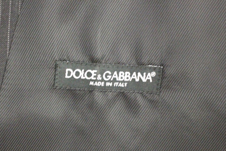 Dolce &amp; Gabbana Sample Sale Dolce &amp; Gabbana Gray Striped Wool Single Breasted Vest - | Designer outlet