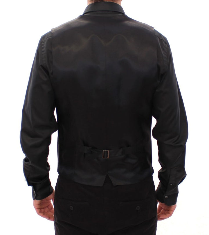 Dolce &amp; Gabbana Sample Sale Dolce &amp; Gabbana Black Striped Wool Logo Vest - | Designer outlet