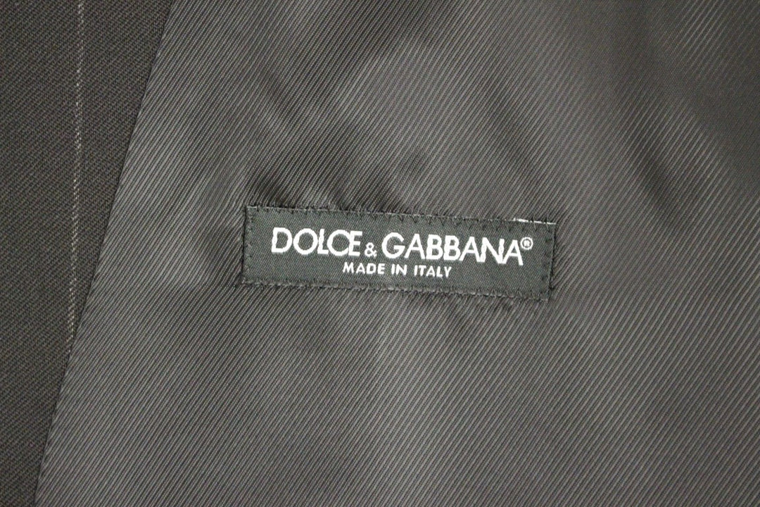 Dolce &amp; Gabbana Sample Sale Dolce &amp; Gabbana Black Striped Wool Logo Vest - | Designer outlet