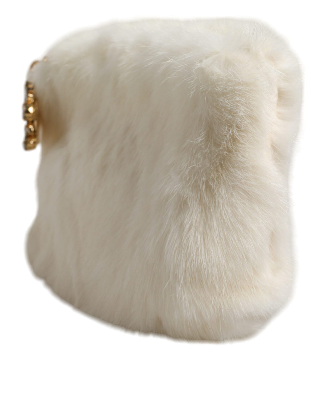 Dolce & Gabbana White Fur Handbag Clutch Purse Pouch Bag