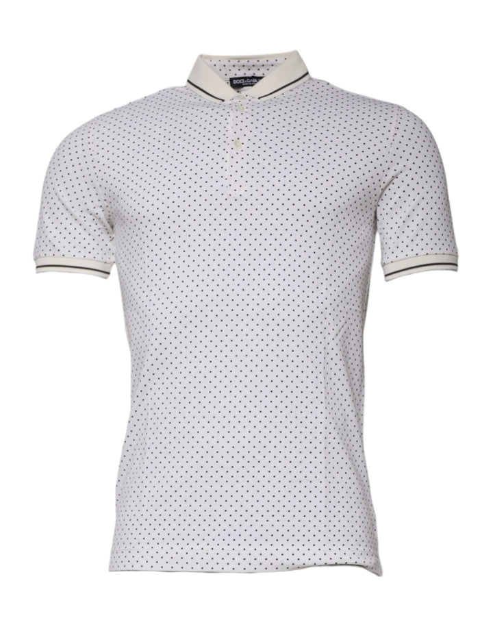 Dolce &amp; Gabbana White Polka Dot Cotton Collared Polo T-shirt by Dolce &amp; Gabbana outlet now on sale
