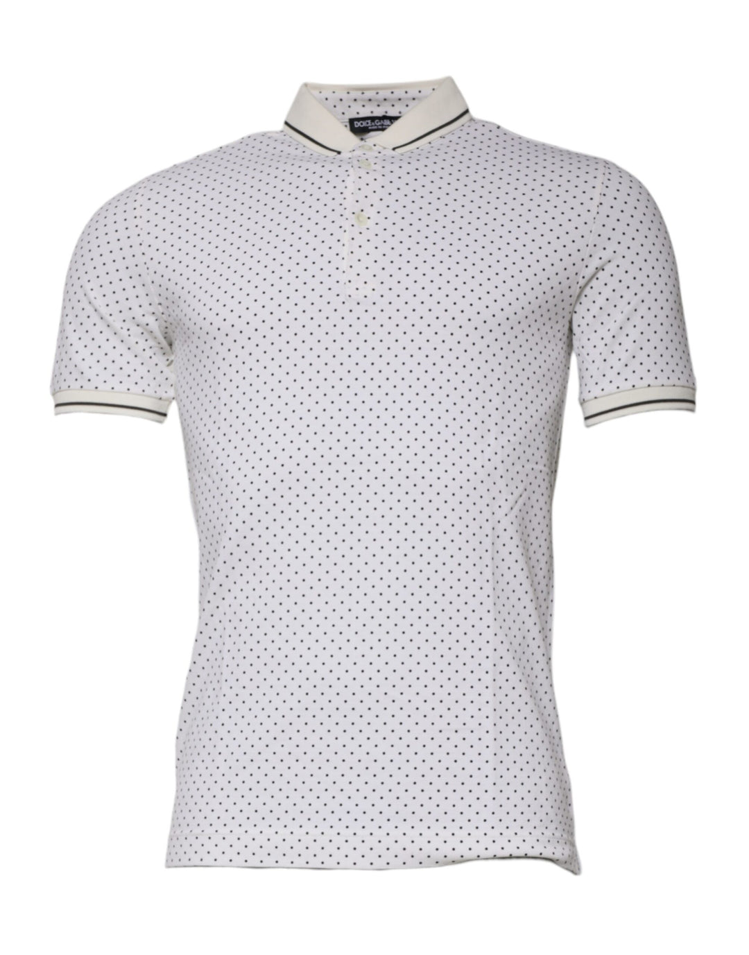Dolce &amp; Gabbana White Polka Dot Cotton Collared Polo T-shirt by Dolce &amp; Gabbana outlet now on sale