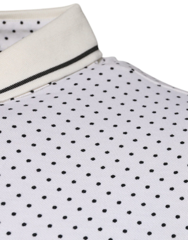Dolce &amp; Gabbana White Polka Dot Cotton Collared Polo T-shirt by Dolce &amp; Gabbana outlet now on sale