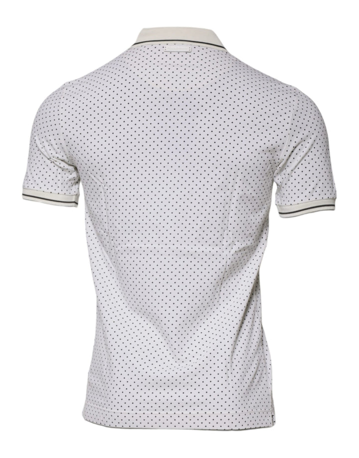 Dolce &amp; Gabbana White Polka Dot Cotton Collared Polo T-shirt by Dolce &amp; Gabbana outlet now on sale