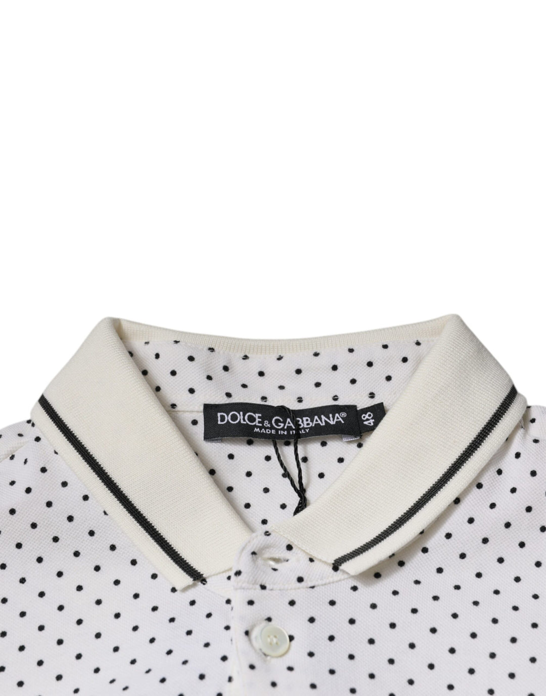 Dolce &amp; Gabbana White Polka Dot Cotton Collared Polo T-shirt by Dolce &amp; Gabbana outlet now on sale