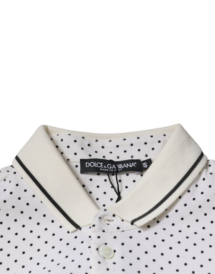 Dolce &amp; Gabbana White Polka Dot Cotton Collared Polo T-shirt by Dolce &amp; Gabbana outlet now on sale