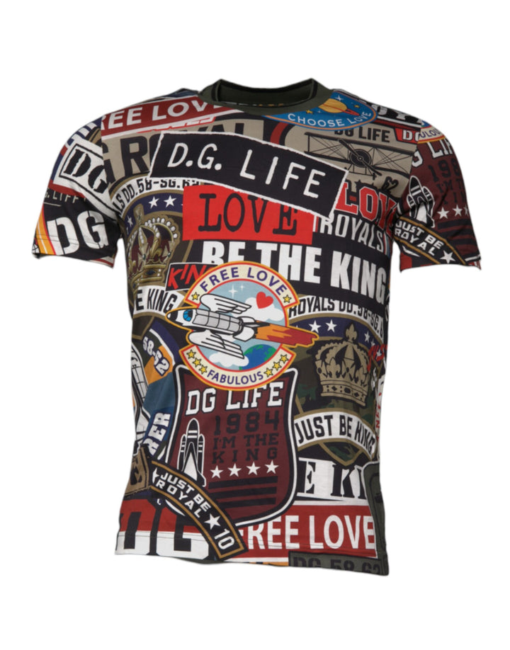 Dolce &amp; Gabbana Sample Sale Dolce &amp; Gabbana Multicolor Graphic Print Cotton Crew Neck T-shirt - | Designer outlet