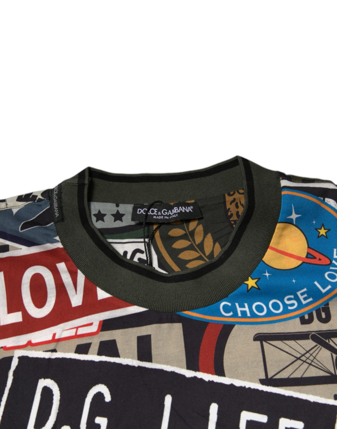 Dolce &amp; Gabbana Sample Sale Dolce &amp; Gabbana Multicolor Graphic Print Cotton Crew Neck T-shirt - | Designer outlet