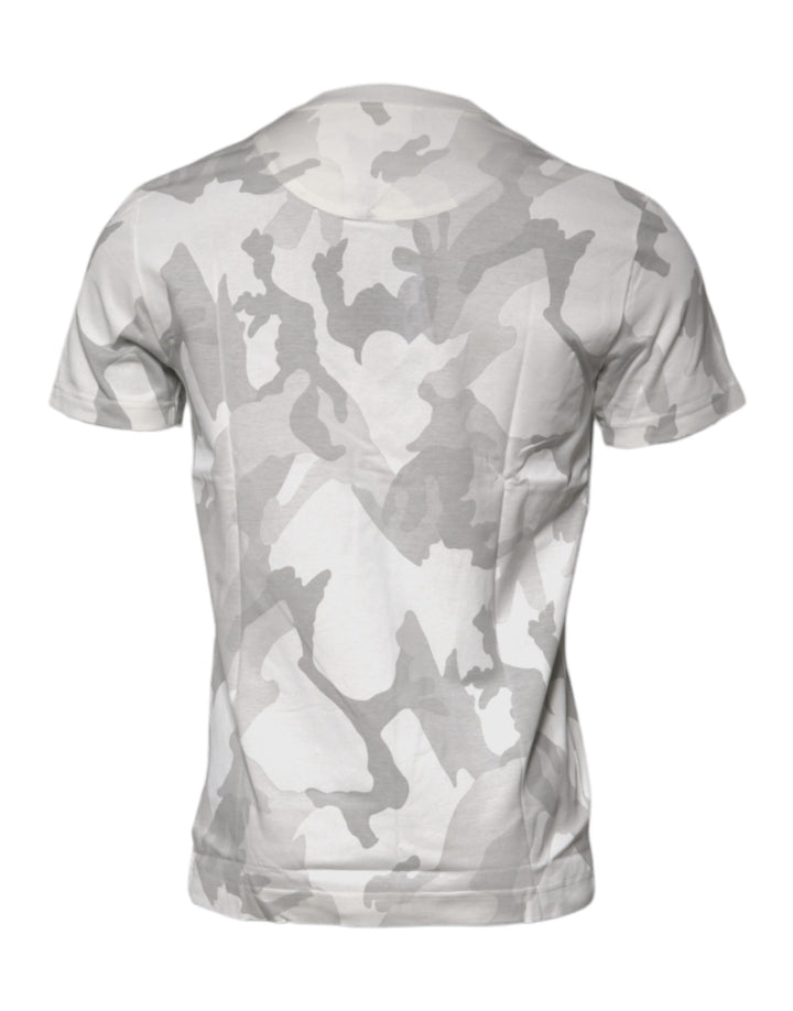 Dolce &amp; Gabbana Sample Sale Dolce &amp; Gabbana White Gray Camouflage Cotton Crew Neck T-shirt - | Designer outlet