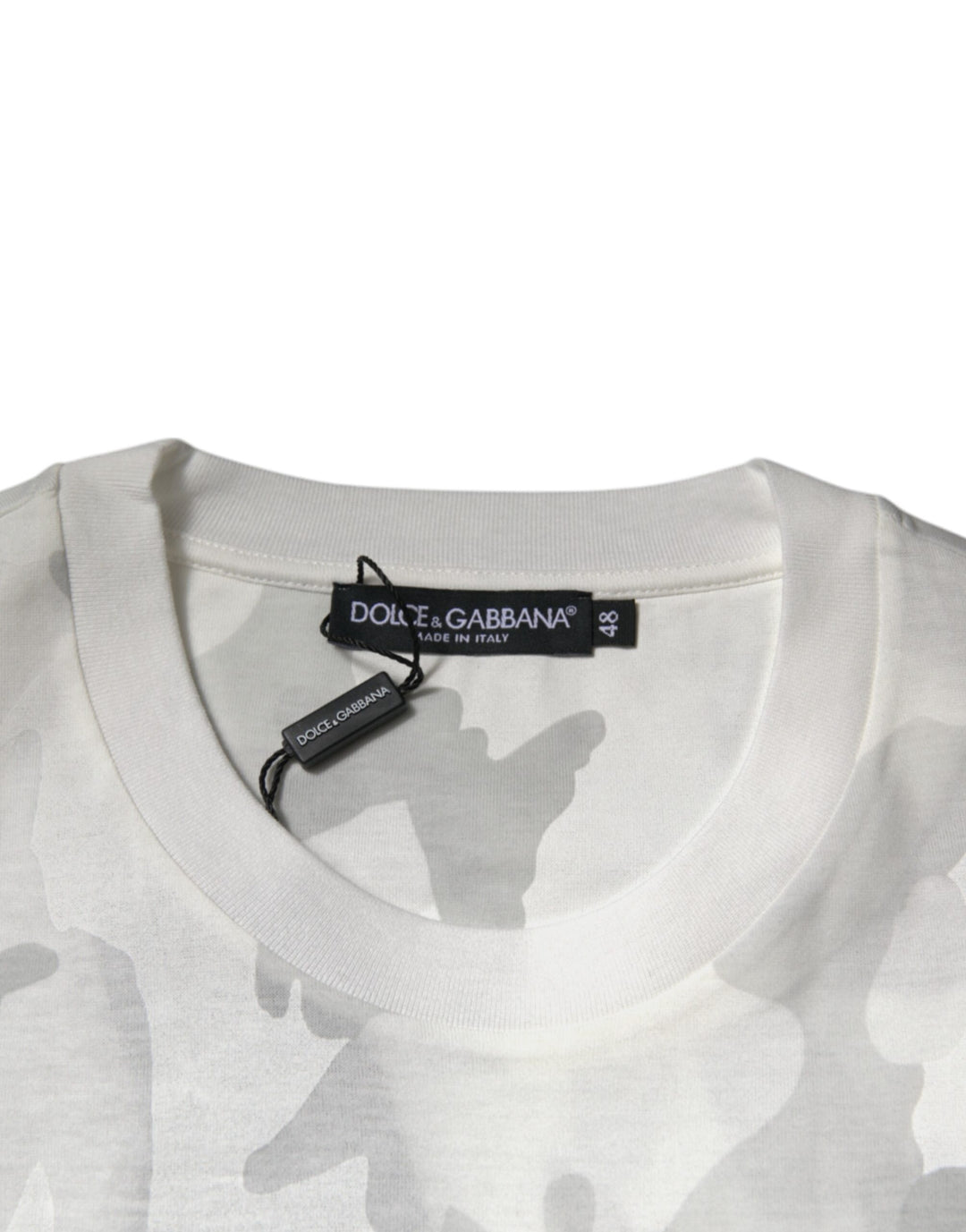 Dolce &amp; Gabbana Sample Sale Dolce &amp; Gabbana White Gray Camouflage Cotton Crew Neck T-shirt - | Designer outlet