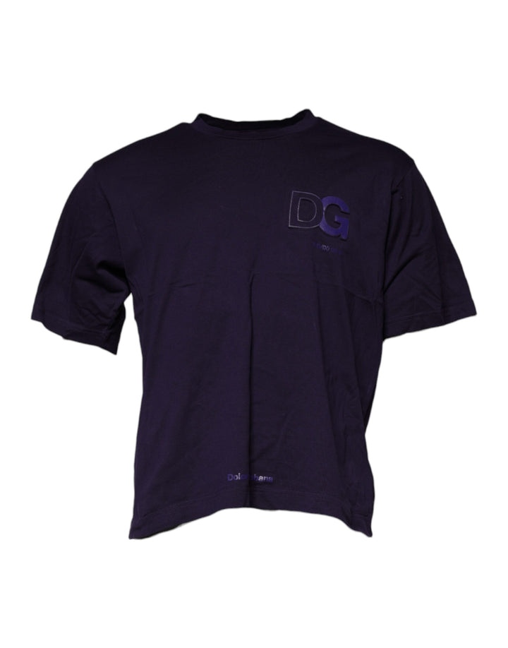Dolce &amp; Gabbana Sample Sale Dolce &amp; Gabbana Purple DG Logo Cotton Crew Neck T-shirt - | Designer outlet