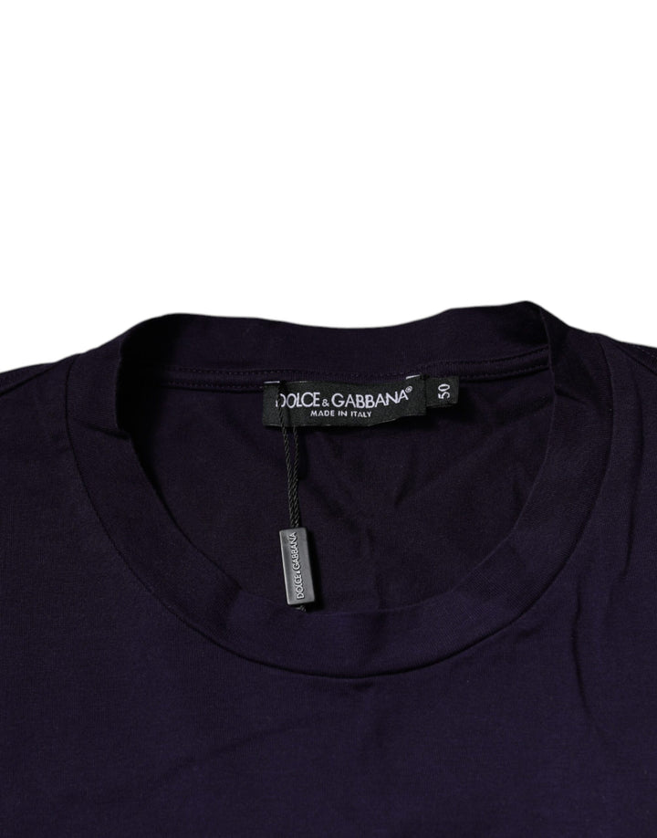 Dolce &amp; Gabbana Sample Sale Dolce &amp; Gabbana Purple DG Logo Cotton Crew Neck T-shirt - | Designer outlet