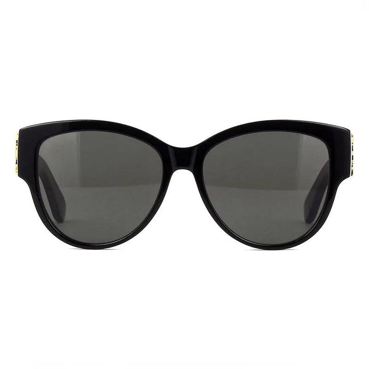Saint Laurent Sunglasses Round Full Rim, Black Frame And Grey Lens