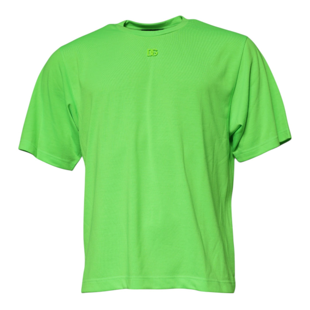 Dolce &amp; Gabbana Sample Sale Dolce &amp; Gabbana Green Logo Polyester Crew Neck T-shirt - | Designer outlet