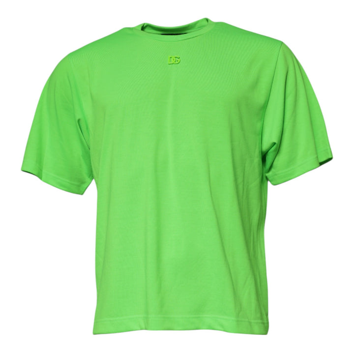 Dolce &amp; Gabbana Sample Sale Dolce &amp; Gabbana Green Logo Polyester Crew Neck T-shirt - | Designer outlet