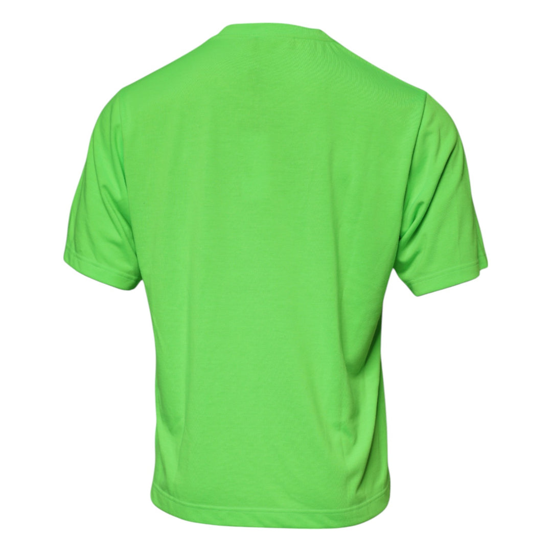 Dolce &amp; Gabbana Sample Sale Dolce &amp; Gabbana Green Logo Polyester Crew Neck T-shirt - | Designer outlet