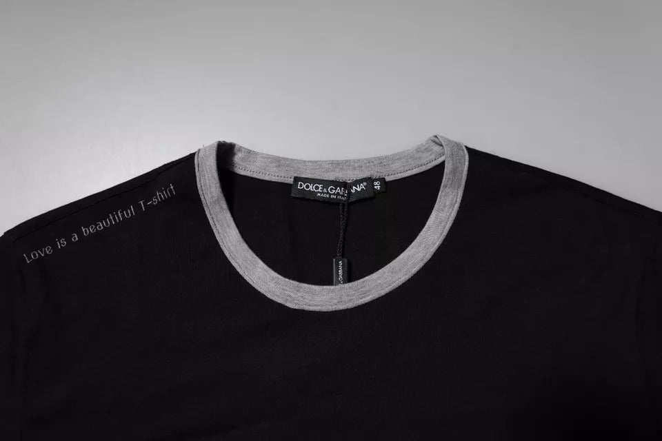 Dolce &amp; Gabbana Sample Sale Dolce &amp; Gabbana Black Logo Cotton Crew Neck Men Tee T-shirt - | Designer outlet
