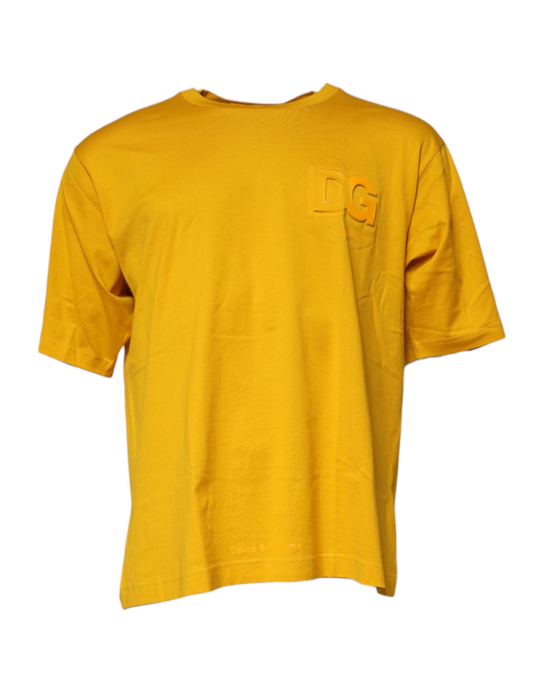 Dolce &amp; Gabbana Sample Sale Dolce &amp; Gabbana Dark Yellow Logo Cotton Men Crew Neck T-shirt - | Designer outlet