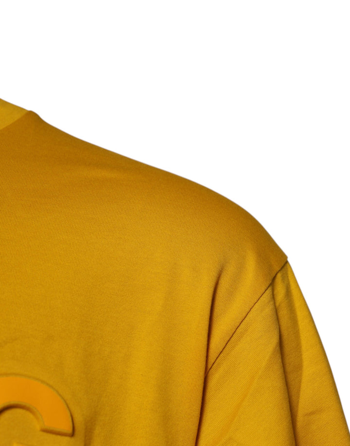 Dolce &amp; Gabbana Sample Sale Dolce &amp; Gabbana Dark Yellow Logo Cotton Men Crew Neck T-shirt - | Designer outlet