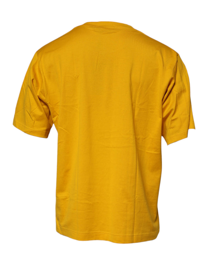 Dolce &amp; Gabbana Sample Sale Dolce &amp; Gabbana Dark Yellow Logo Cotton Men Crew Neck T-shirt - | Designer outlet