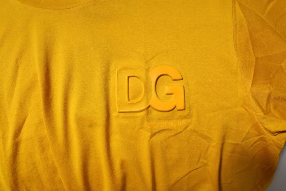 Dolce &amp; Gabbana Sample Sale Dolce &amp; Gabbana Dark Yellow Logo Cotton Men Crew Neck T-shirt - | Designer outlet