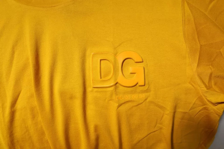 Dolce &amp; Gabbana Sample Sale Dolce &amp; Gabbana Dark Yellow Logo Cotton Men Crew Neck T-shirt - | Designer outlet