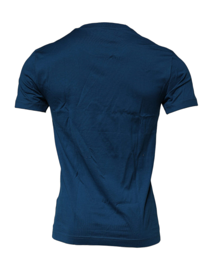 Dolce &amp; Gabbana Sample Sale Dolce &amp; Gabbana Blue Crown Bee Cotton Men Crew Neck T-shirt - | Designer outlet