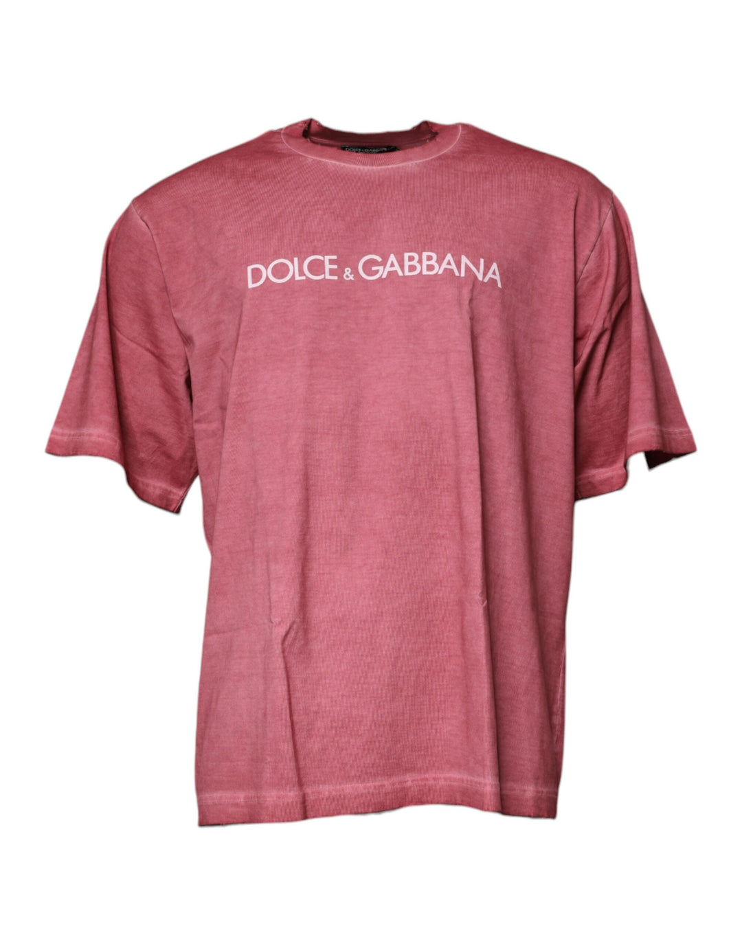 Dolce &amp; Gabbana Pink Logo Print Cotton Crew Neck T-shirt by Dolce &amp; Gabbana outlet now on sale