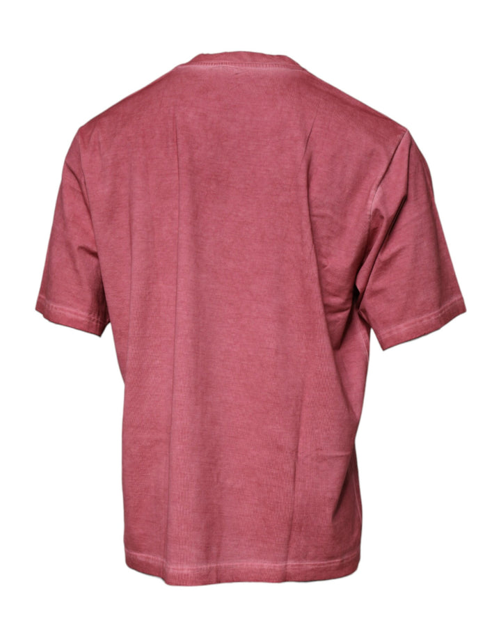 Dolce &amp; Gabbana Pink Logo Print Cotton Crew Neck T-shirt by Dolce &amp; Gabbana outlet now on sale
