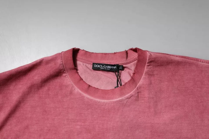 Dolce &amp; Gabbana Pink Logo Print Cotton Crew Neck T-shirt by Dolce &amp; Gabbana outlet now on sale