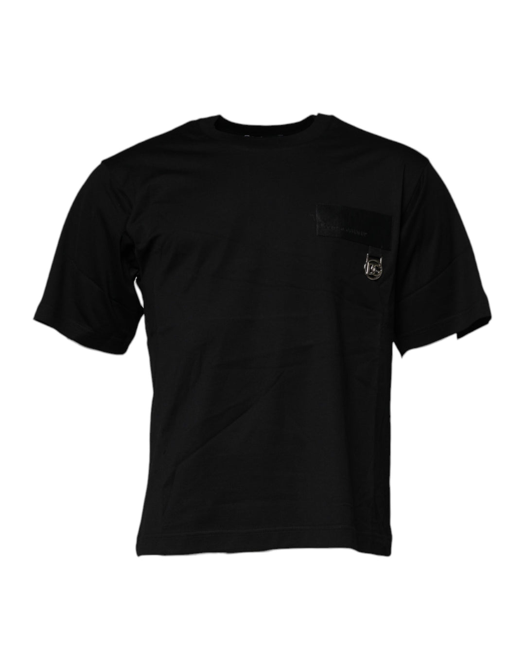 Dolce &amp; Gabbana Sample Sale Dolce &amp; Gabbana Black Logo Patch Cotton Crew Neck T-shirt - | Designer outlet
