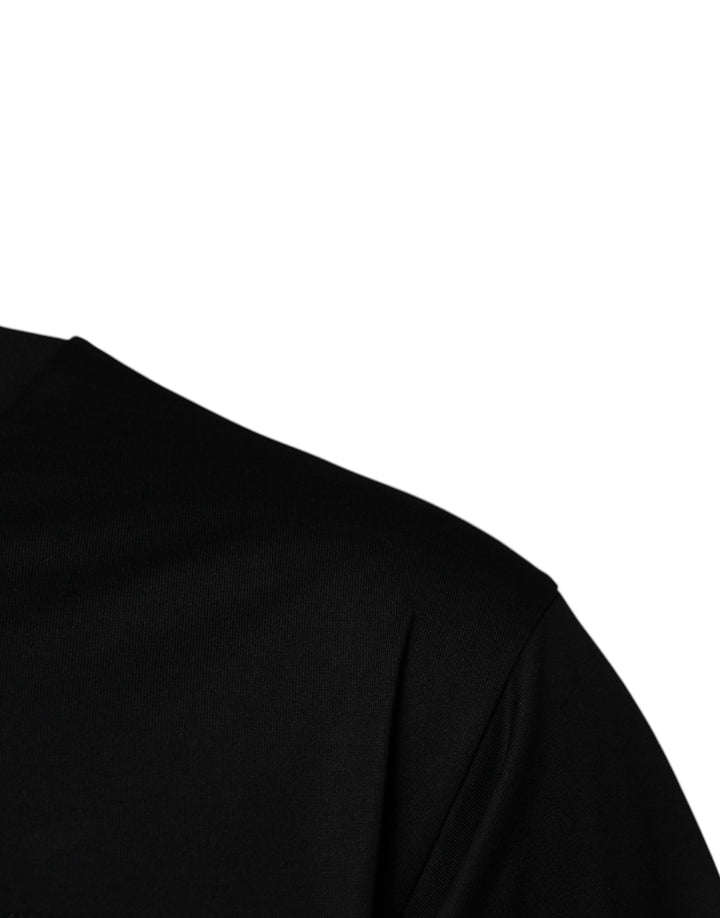 Dolce &amp; Gabbana Sample Sale Dolce &amp; Gabbana Black Logo Patch Cotton Crew Neck T-shirt - | Designer outlet