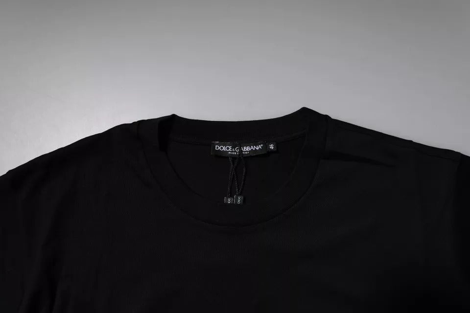 Dolce &amp; Gabbana Sample Sale Dolce &amp; Gabbana Black Logo Patch Cotton Crew Neck T-shirt - | Designer outlet