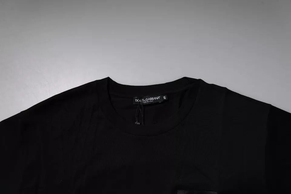 Dolce &amp; Gabbana Sample Sale Dolce &amp; Gabbana Black Logo Patch Cotton Crew Neck T-shirt - | Designer outlet