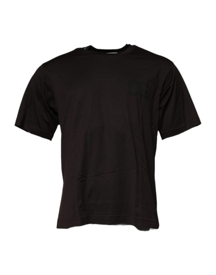 Dolce &amp; Gabbana Sample Sale Dolce &amp; Gabbana Dark Brown Logo Cotton Crew Neck T-shirt - | Designer outlet