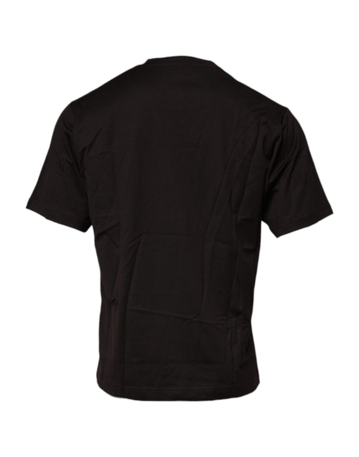 Dolce &amp; Gabbana Sample Sale Dolce &amp; Gabbana Dark Brown Logo Cotton Crew Neck T-shirt - | Designer outlet