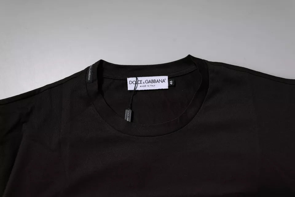 Dolce &amp; Gabbana Sample Sale Dolce &amp; Gabbana Dark Brown Logo Cotton Crew Neck T-shirt - | Designer outlet