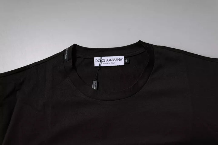 Dolce &amp; Gabbana Sample Sale Dolce &amp; Gabbana Dark Brown Logo Cotton Crew Neck T-shirt - | Designer outlet