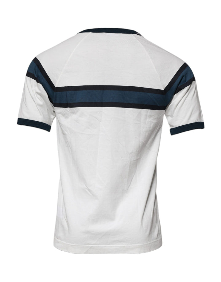 Dolce &amp; Gabbana White Logo Print Cotton Men Crew Neck T-shirt by Dolce &amp; Gabbana outlet now on sale