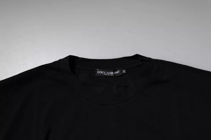 Dolce &amp; Gabbana Sample Sale Dolce &amp; Gabbana Black Amore Leopard Cotton Crew Neck T-shirt - | Designer outlet