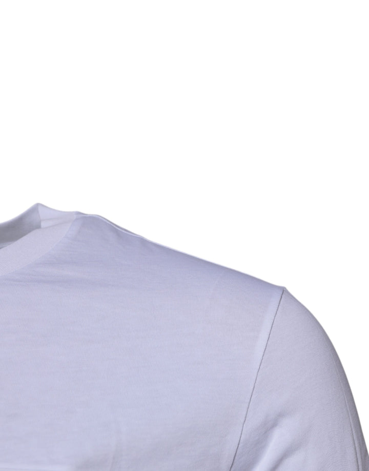 Dolce &amp; Gabbana Sample Sale Dolce &amp; Gabbana White Logo Plaque Cotton Crew Neck T-shirt - | Designer outlet