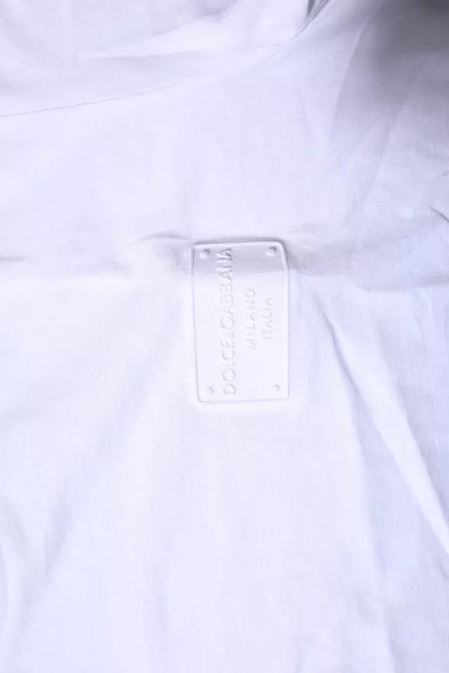 Dolce &amp; Gabbana Sample Sale Dolce &amp; Gabbana White Logo Plaque Cotton Crew Neck T-shirt - | Designer outlet