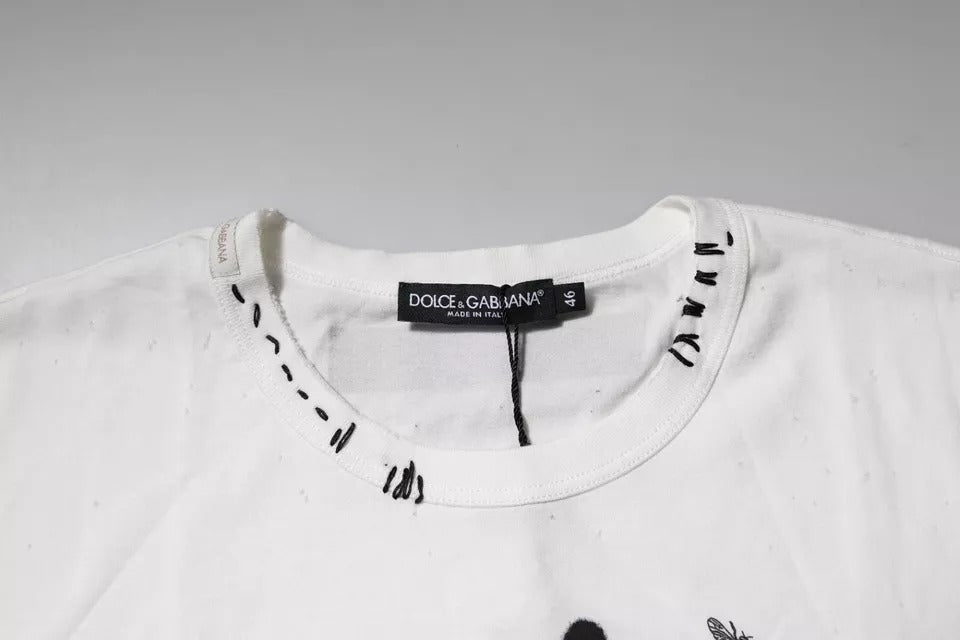 Dolce &amp; Gabbana Sample Sale Dolce &amp; Gabbana White Graphic Print Cotton Crew Neck T-shirt - | Designer outlet