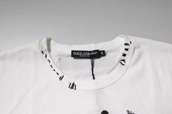 Dolce &amp; Gabbana Sample Sale Dolce &amp; Gabbana White Graphic Print Cotton Crew Neck T-shirt - | Designer outlet