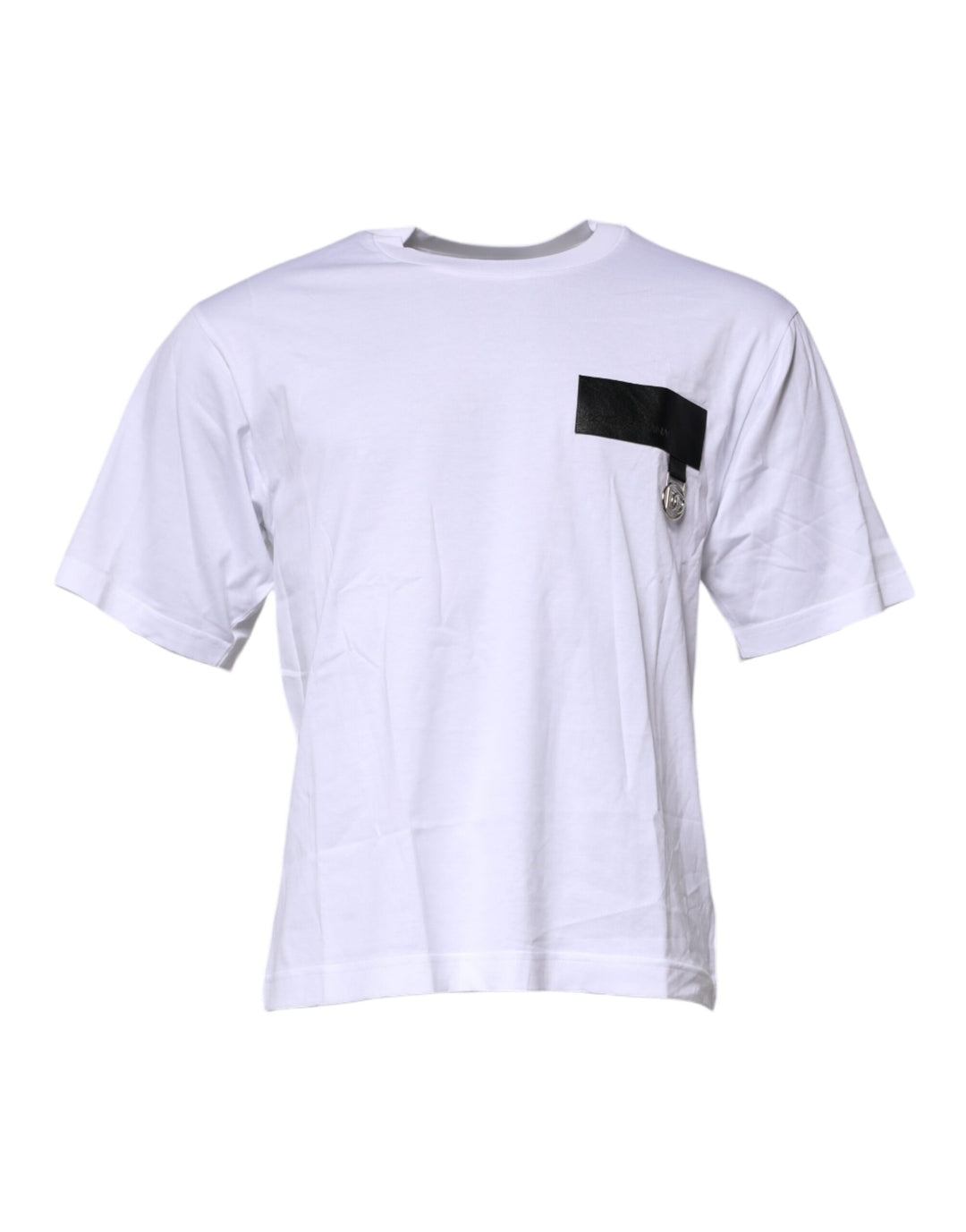 Dolce &amp; Gabbana Sample Sale Dolce &amp; Gabbana White Logo Patch Cotton Crew Neck T-shirt - | Designer outlet