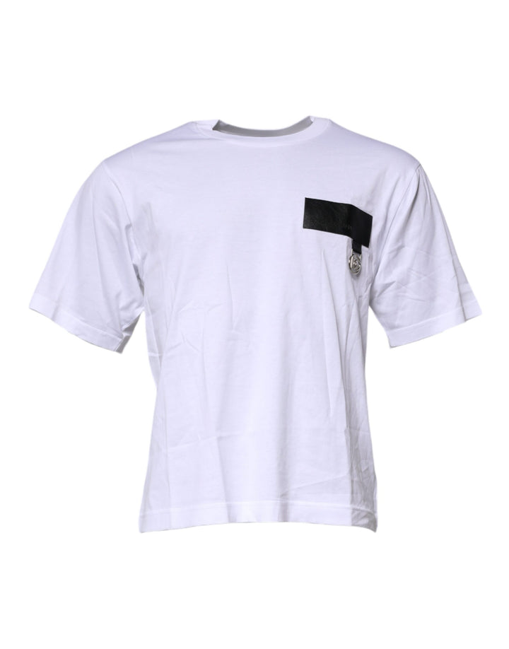 Dolce &amp; Gabbana Sample Sale Dolce &amp; Gabbana White Logo Patch Cotton Crew Neck T-shirt - | Designer outlet