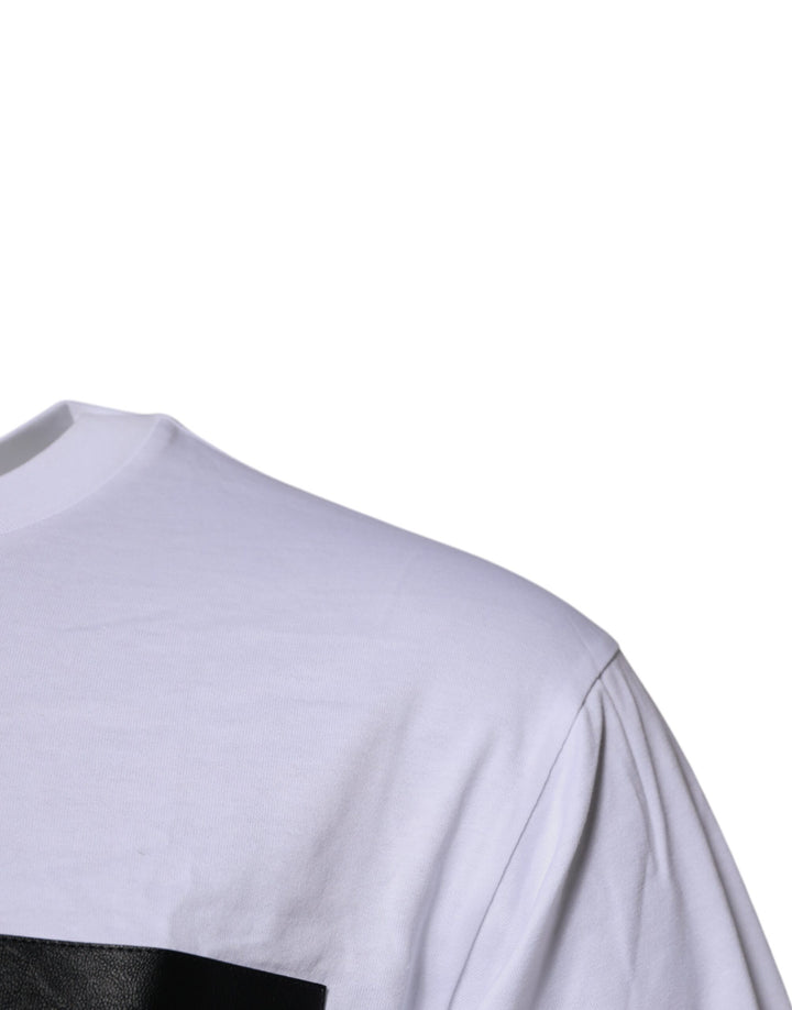 Dolce &amp; Gabbana Sample Sale Dolce &amp; Gabbana White Logo Patch Cotton Crew Neck T-shirt - | Designer outlet