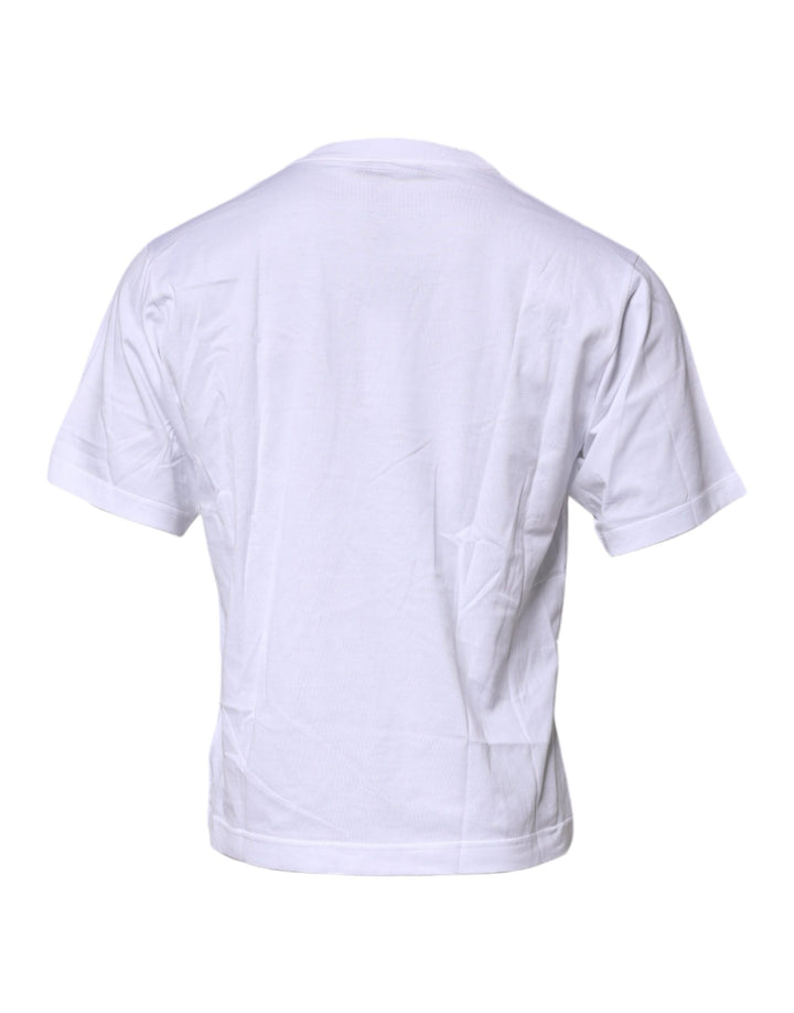 Dolce &amp; Gabbana Sample Sale Dolce &amp; Gabbana White Logo Patch Cotton Crew Neck T-shirt - | Designer outlet