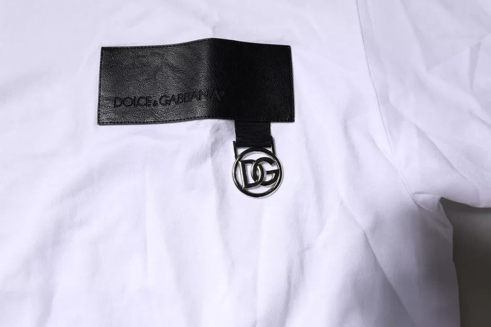 Dolce &amp; Gabbana Sample Sale Dolce &amp; Gabbana White Logo Patch Cotton Crew Neck T-shirt - | Designer outlet
