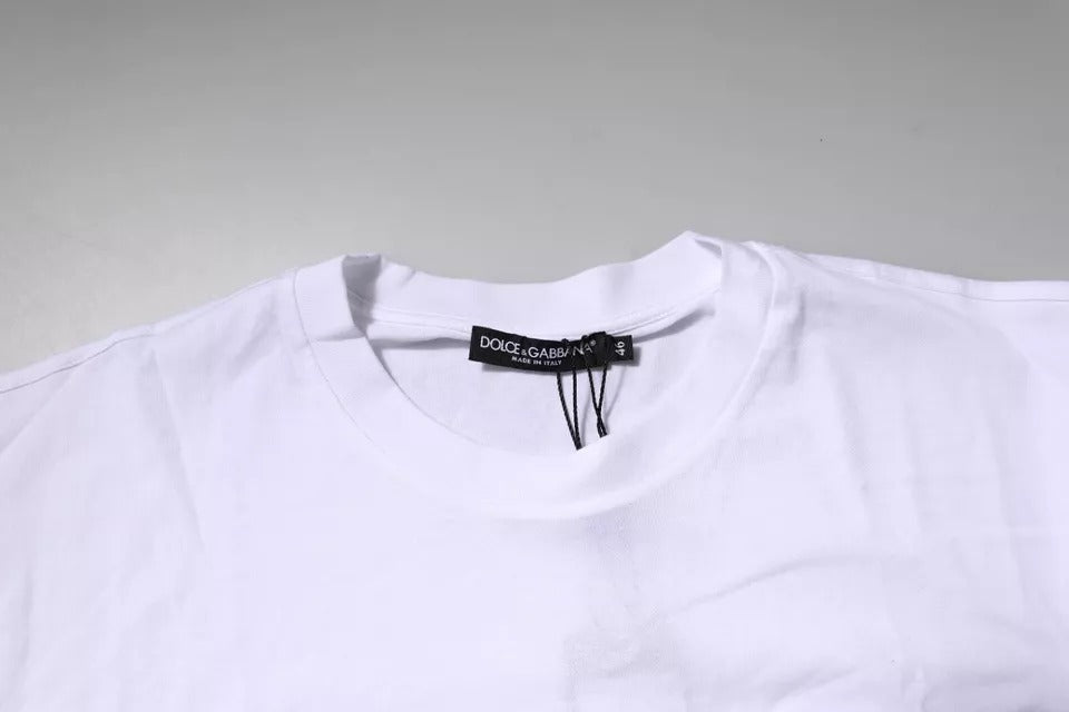 Dolce &amp; Gabbana Sample Sale Dolce &amp; Gabbana White Logo Patch Cotton Crew Neck T-shirt - | Designer outlet